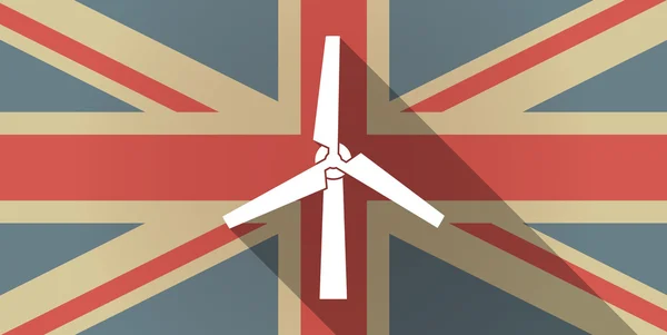 Icono de bandera del Reino Unido con un generador eólico — Vector de stock