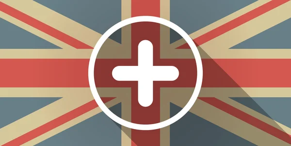 Icône drapeau britannique avec un signe de somme — Image vectorielle