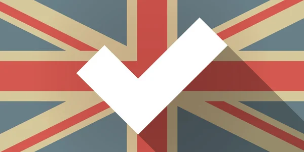 Icône drapeau britannique avec une coche — Image vectorielle
