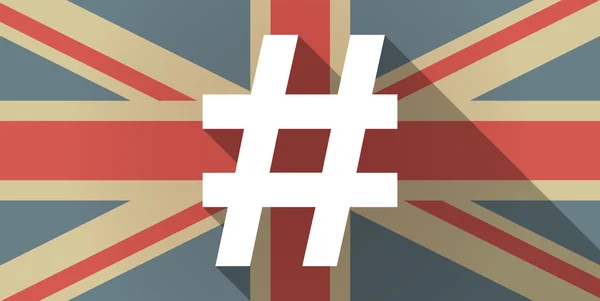 ハッシュ タグと英国旗のアイコン — ストックベクタ