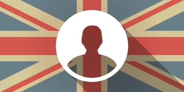 Het pictogram van de vlag van de UK met een mannelijke avatar — Stockvector