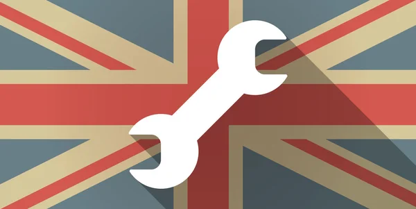 Icona bandiera UK con chiave inglese — Vettoriale Stock