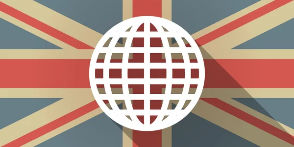 Icona bandiera del Regno Unito con un globo mondiale — Vettoriale Stock