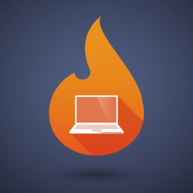 Bir dizüstü bilgisayar ile alev simgesi