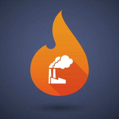 Bir fabrika ile alev simgesi