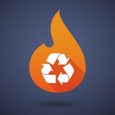 Bir geri dönüşüm işareti simgesiyle alev