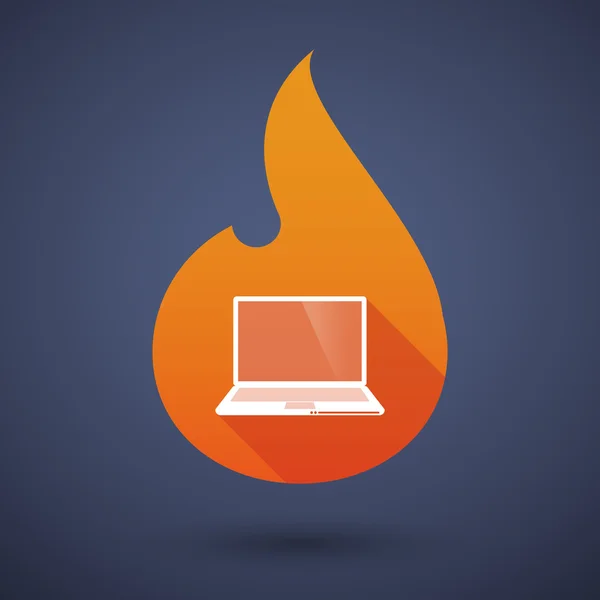 Icona di fiamma con un computer portatile — Vettoriale Stock