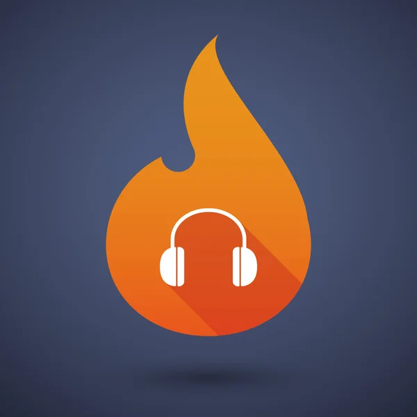 Flame icon with a earphones — Stock Vector