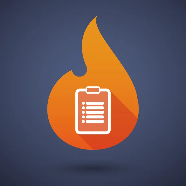 Icono de llama con un informe — Vector de stock