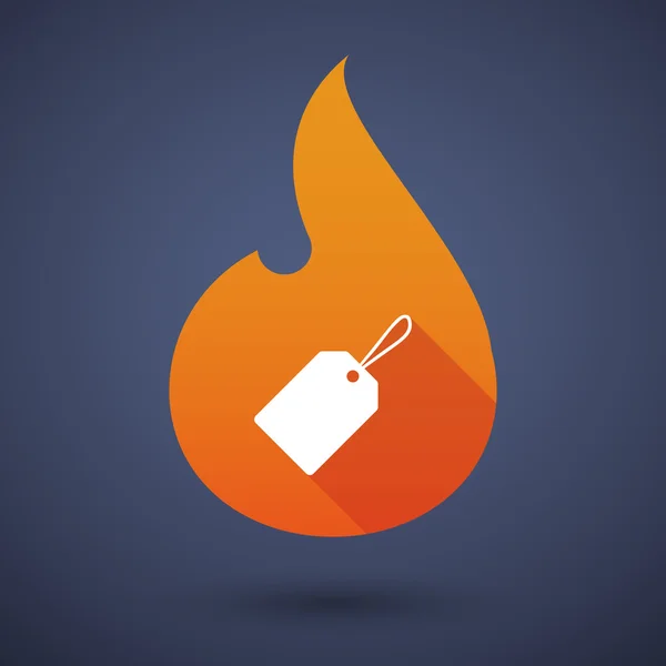 Flame icon with a product label — Stock Vector