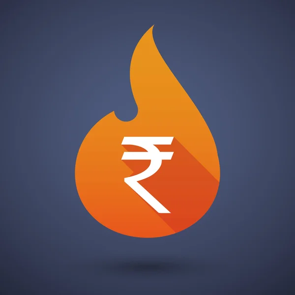 Ícone de chama com um sinal de rupia — Vetor de Stock