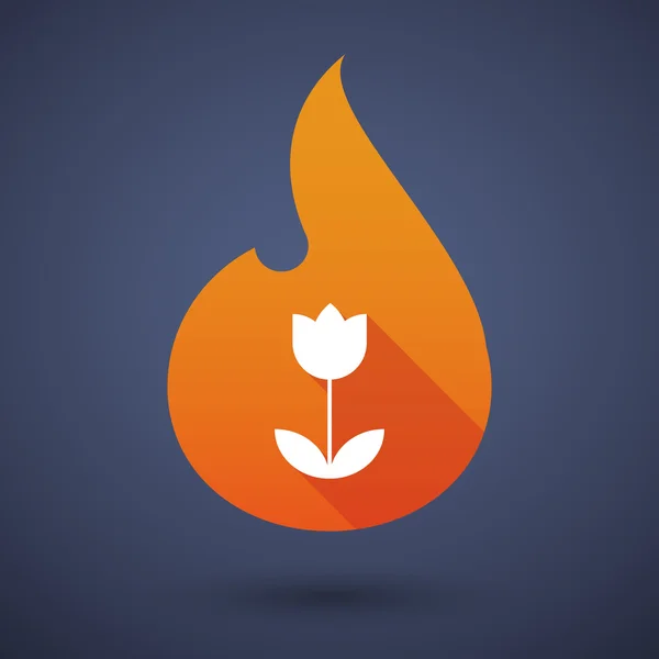 Icono de llama con un tulipán — Vector de stock