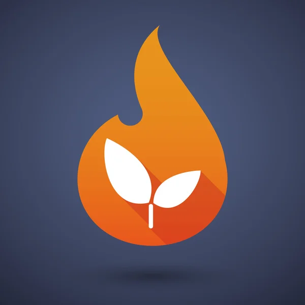 Icona di fiamma con una pianta — Vettoriale Stock