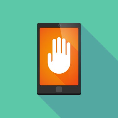 Uzun gölge telefon simgesini bir el ile