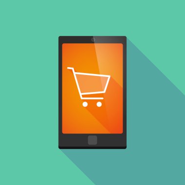Uzun bir alışveriş sepeti ile gölge telefon simgesi