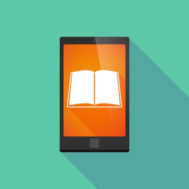 Uzun gölge telefon simgesini bir kitapla