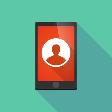 Uzun gölge telefon simgesini bir erkek avatar ile