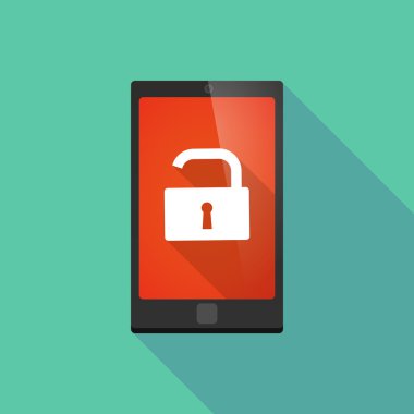 Uzun gölge telefon simgesi ile bir kilidi yastık