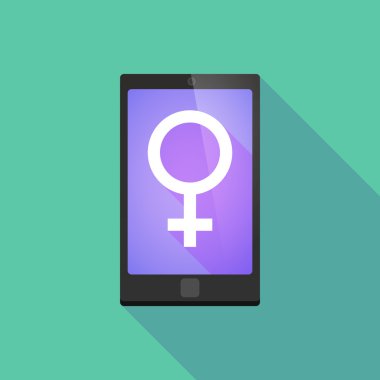 Uzun bir kadın günah ile gölge telefon simgesi