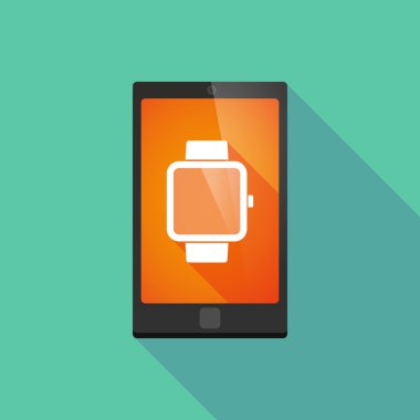 Uzun akıllı saat takan gölge telefon simgesi