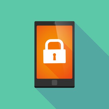 Uzun gölge telefon simgesi ile bir kilidi yastık