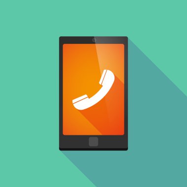 Uzun bir telefon ile gölge telefon simgesi
