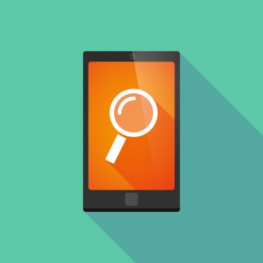 Uzun bir büyüteç ile gölge telefon simgesi