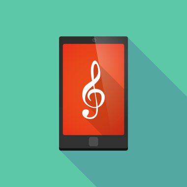 Uzun bir g nota anahtarı ile gölge telefon simgesi