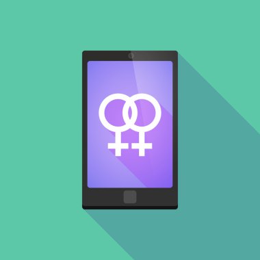 Uzun lezbiyen işaretiyle gölge telefon simgesi