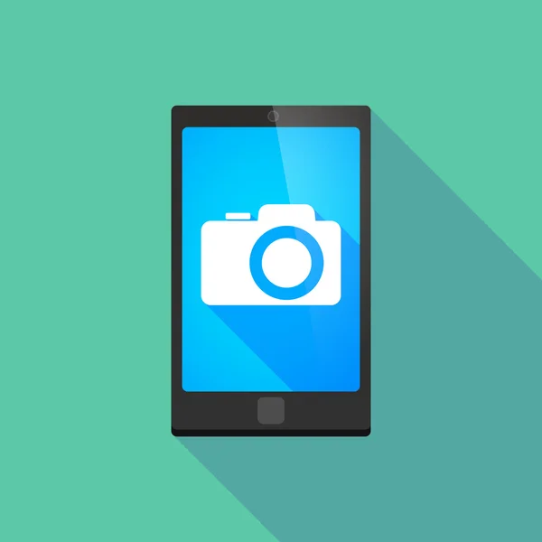 Long shadow phone icon with a photo camera — Stock Vector