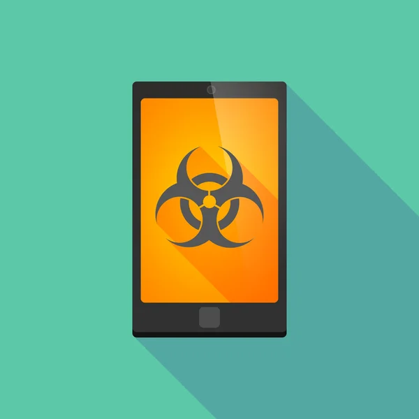 Lange Schatten Telefon-Symbol mit einem Biohazard-Zeichen — Stockvektor