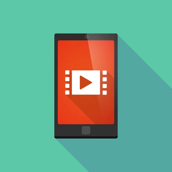 Icono de teléfono de sombra larga con un signo multimedia — Archivo Imágenes Vectoriales