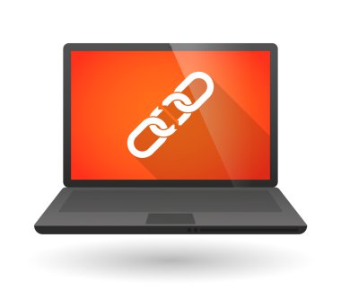 Bir zincir ile dizüstü bilgisayar simgesi