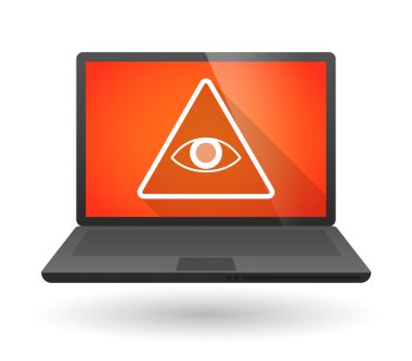 Tüm bir gören göz ile dizüstü bilgisayar simgesi
