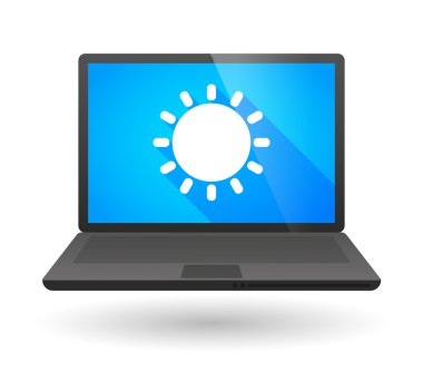 Bir güneş ile dizüstü bilgisayar simgesi