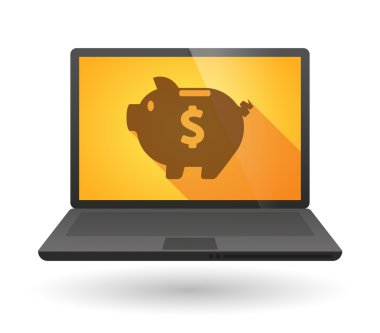 Bir kumbara ile dizüstü bilgisayar simgesi