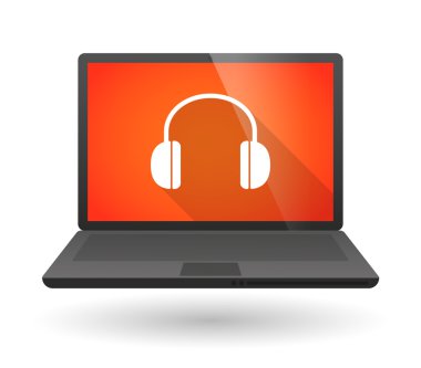 Bir kulaklık ile dizüstü bilgisayar simgesi