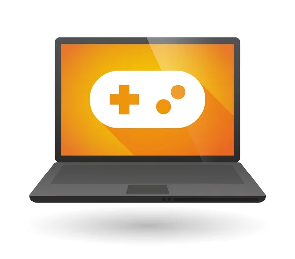 Laptop pictogram met een gamepad — Stockvector