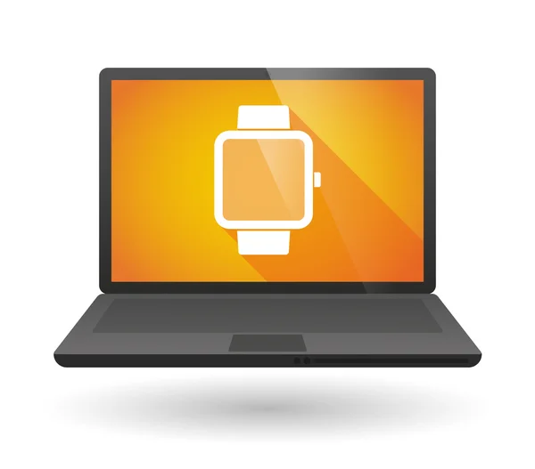 Laptop pictogram met een slimme horloge — Stockvector