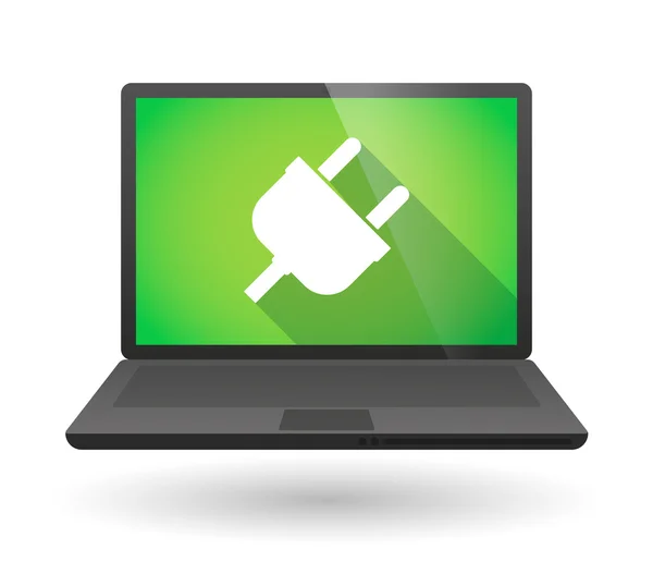 Laptop pictogram met een stekker — Stockvector