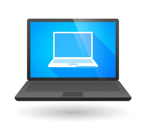Icona del computer portatile con un computer portatile all'interno — Vettoriale Stock