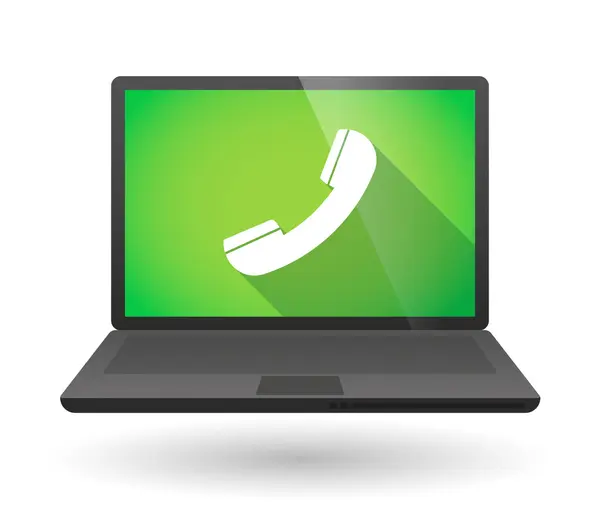 Ícone de laptop com um telefone — Vetor de Stock