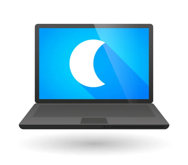 Icono de ordenador portátil con luna — Archivo Imágenes Vectoriales