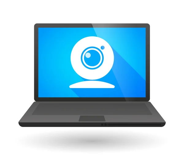 Icône de l'ordinateur portable avec une webcam — Image vectorielle