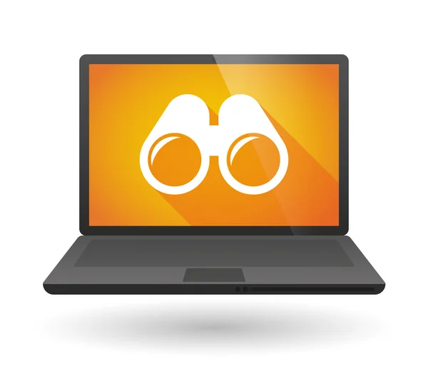 Ikona laptopa z lornetki — Wektor stockowy
