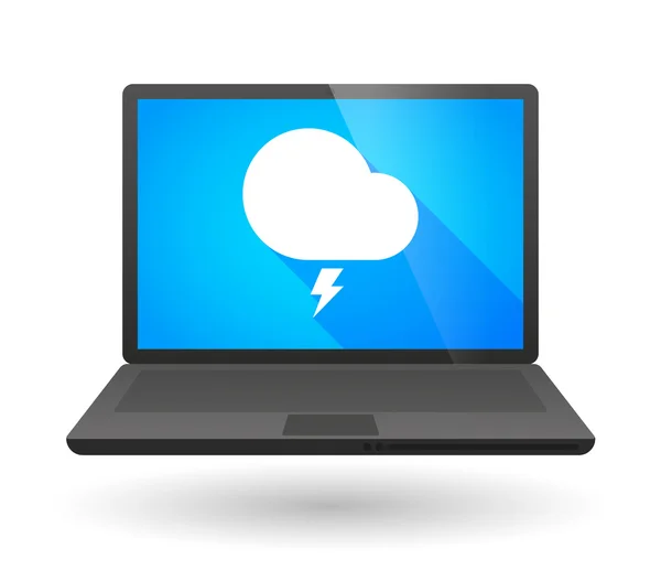 Laptop pictogram met een stormachtige wolk — Stockvector