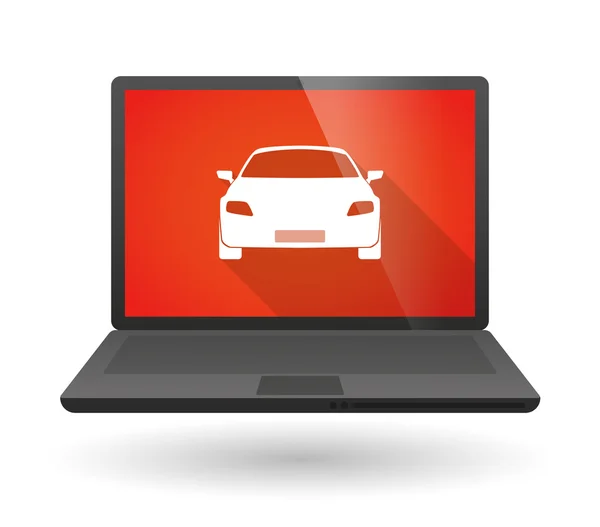 Laptop pictogram met een auto — Stockvector