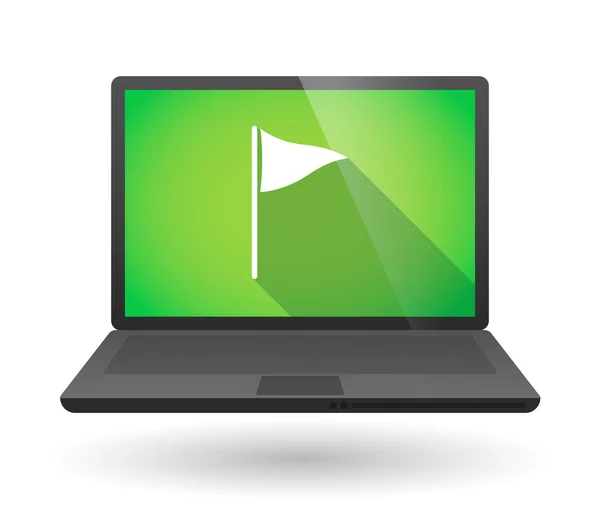 Laptop icon with a golf flag — Stock Vector