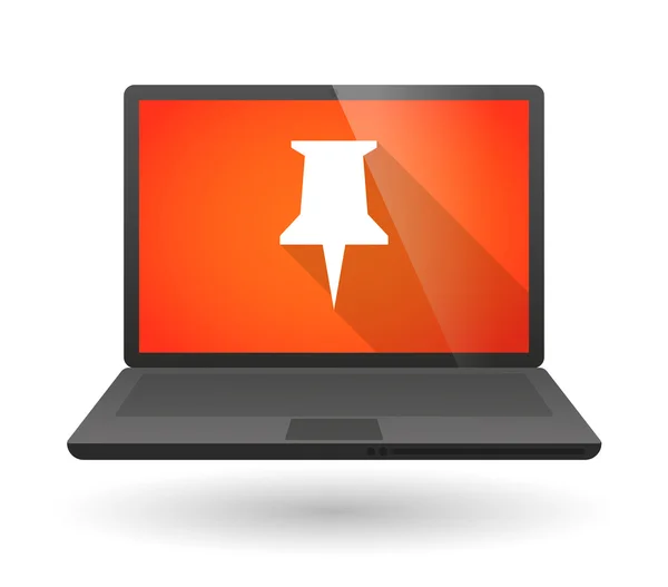 Laptop pictogram met een punaise — Stockvector