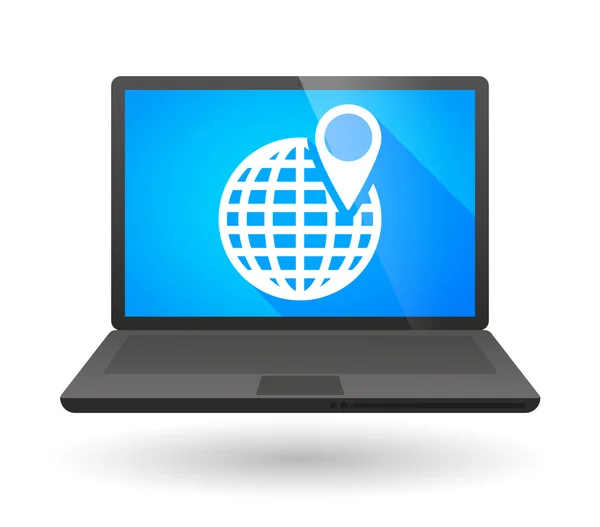 Ícone de laptop com um globo mundial — Vetor de Stock
